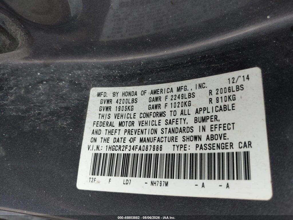 1HGCR2F34FA087986 2015 HONDA ACCORD photo no. 9