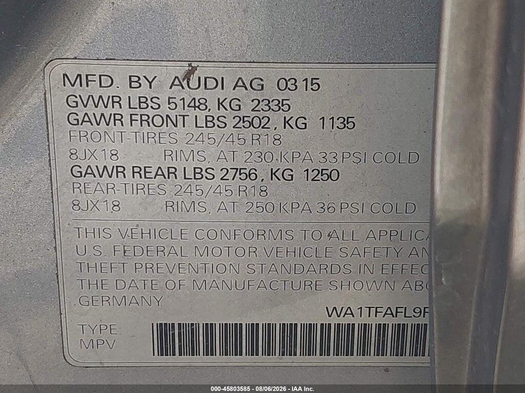 WA1TFAFL9FA116202 2015 AUDI ALLROAD photo no. 9
