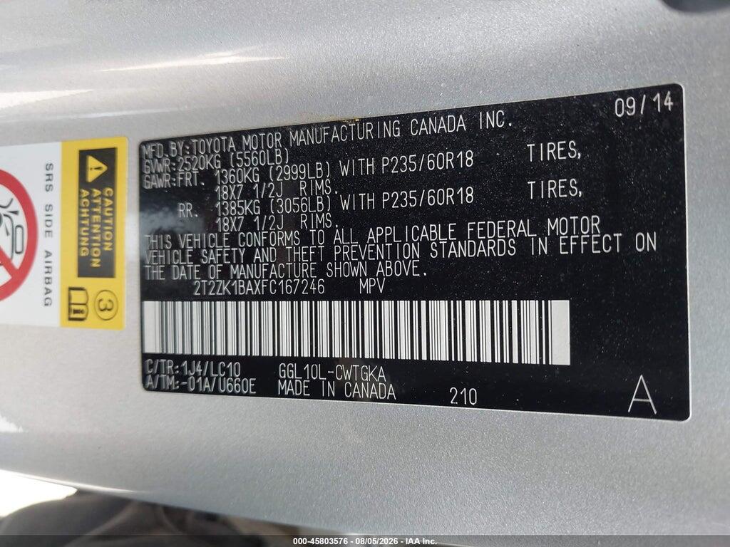 2T2ZK1BAXFC167246 2015 LEXUS RX 350 photo no. 9