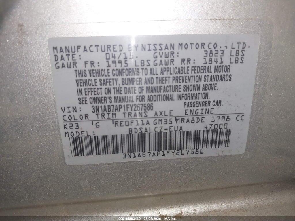 3N1AB7AP1FY267586 2015 NISSAN SENTRA photo no. 9