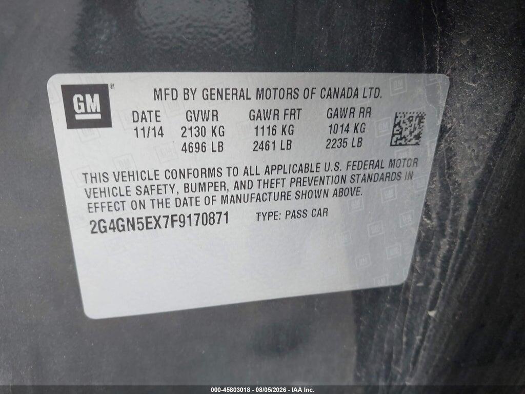 2G4GN5EX7F9170871 2015 BUICK REGAL photo no. 9
