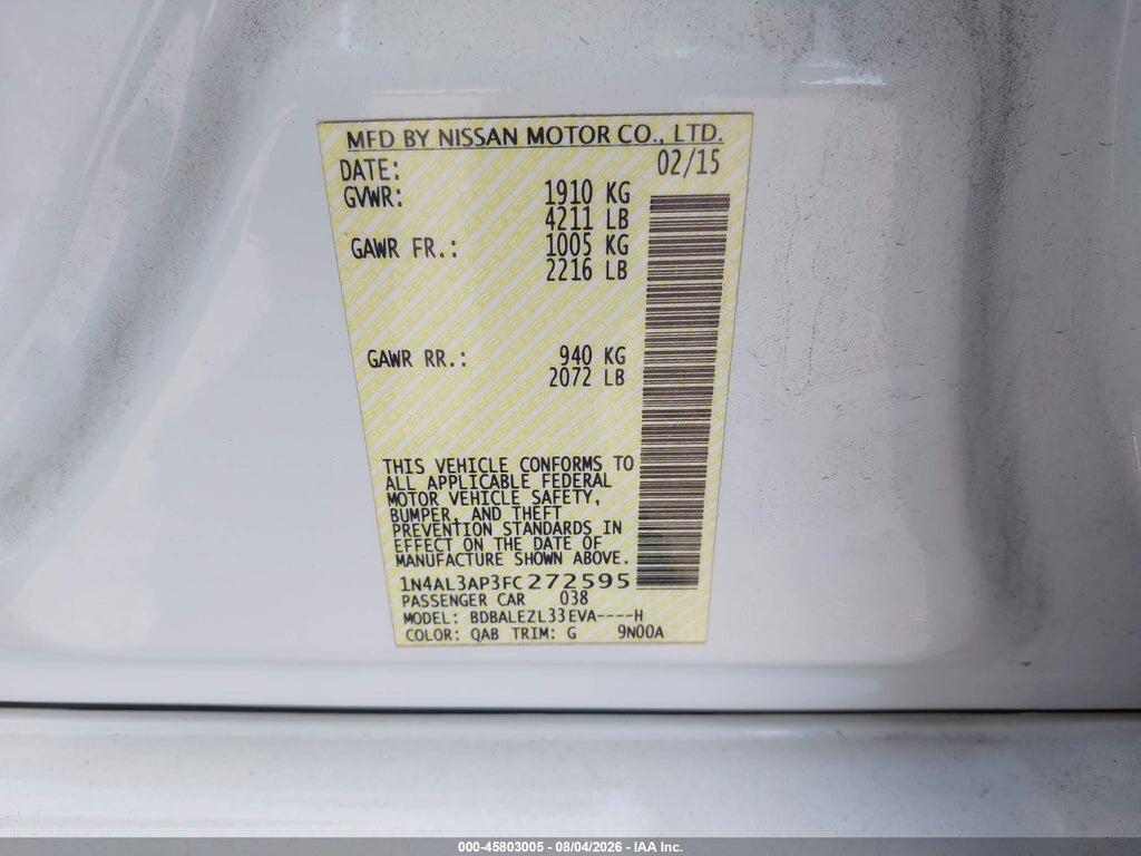 1N4AL3AP3FC272595 2015 NISSAN ALTIMA photo no. 9