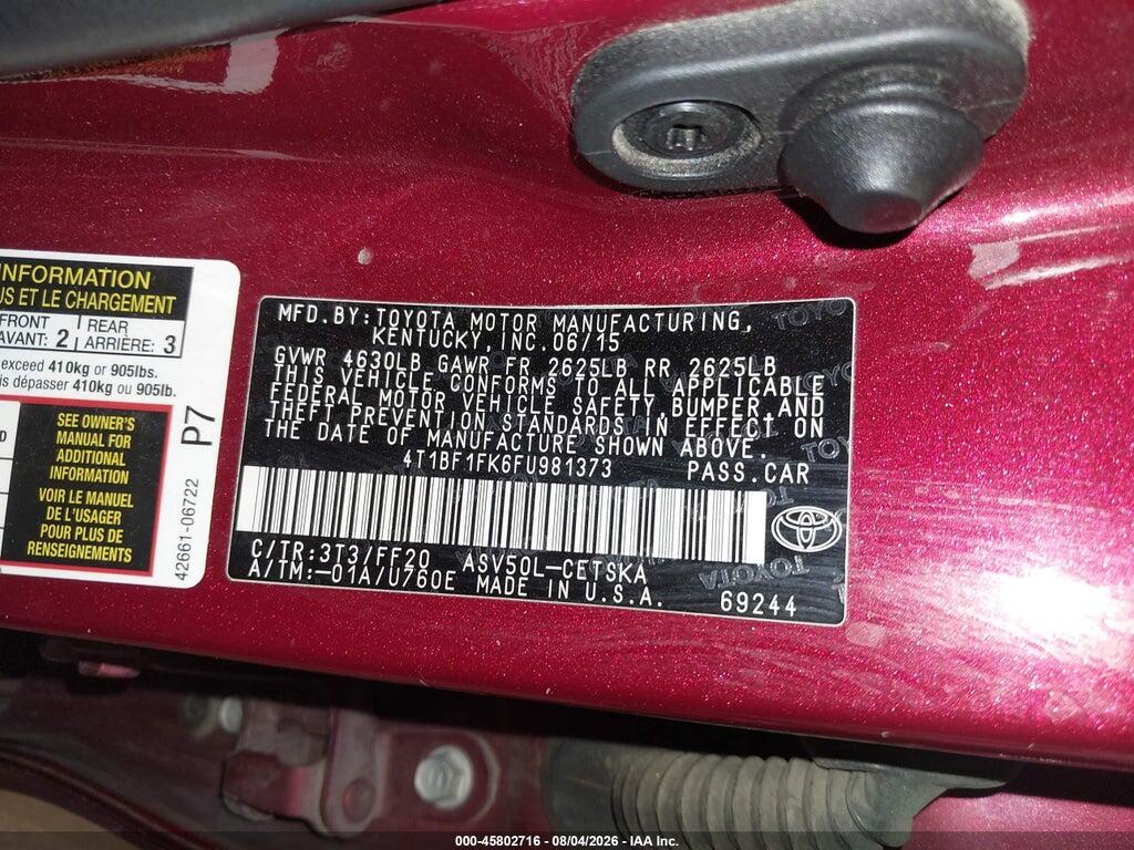 4T1BF1FK6FU981373 2015 TOYOTA CAMRY photo no. 9