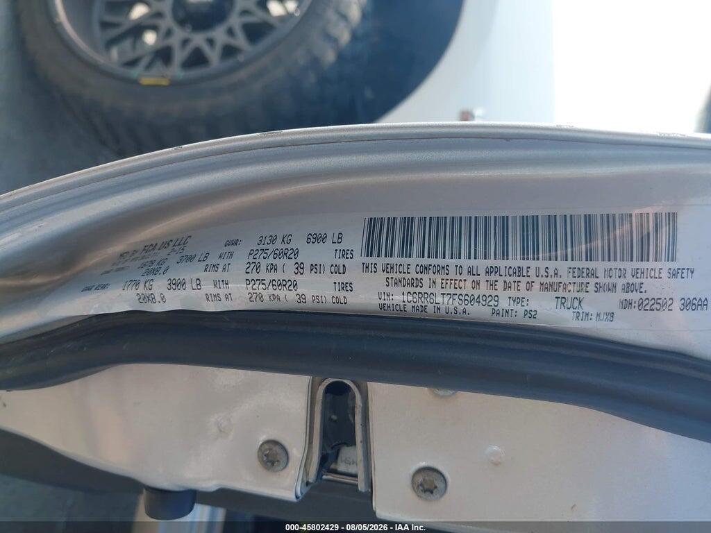 1C6RR6LT7FS604929 2015 RAM 1500 photo no. 9
