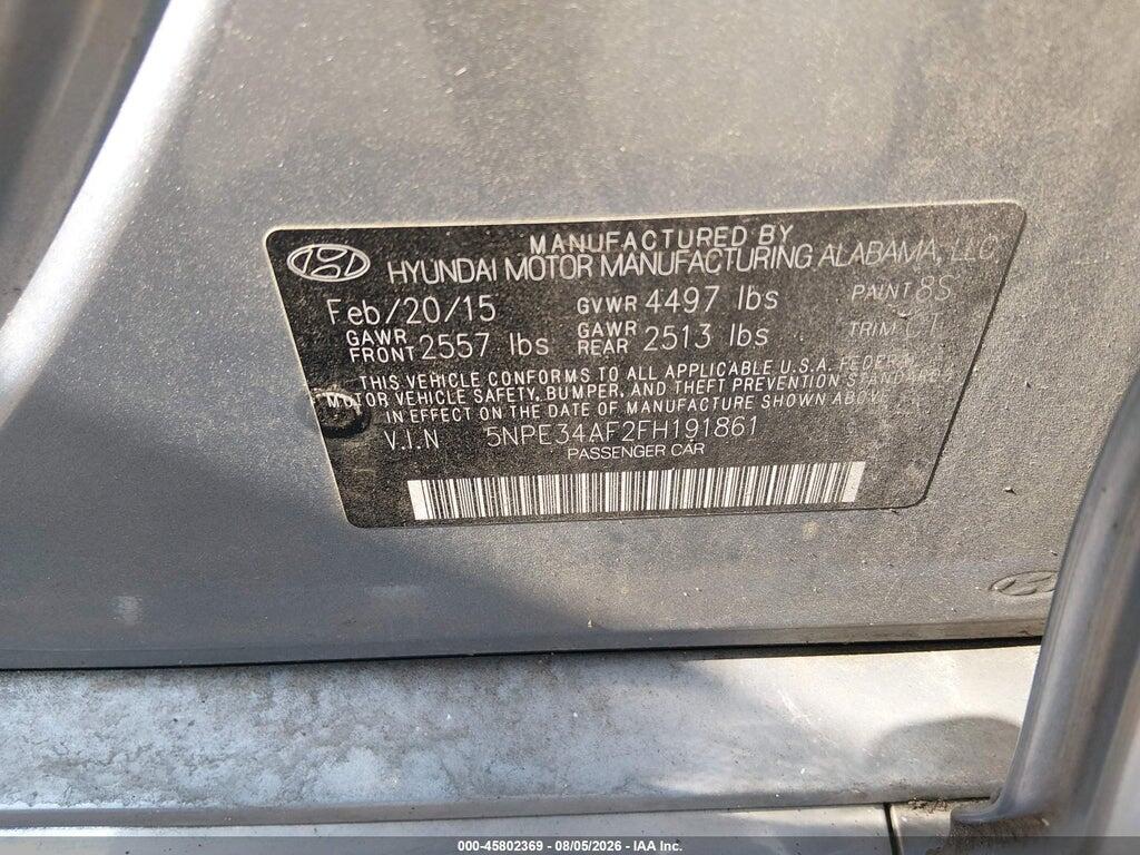 5NPE34AF2FH191861 2015 HYUNDAI SONATA photo no. 9