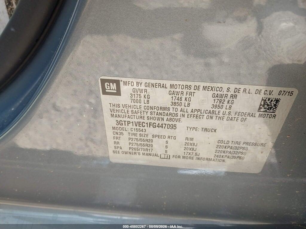 3GTP1VEC1FG447095 2015 GMC SIERRA 1500 photo no. 9