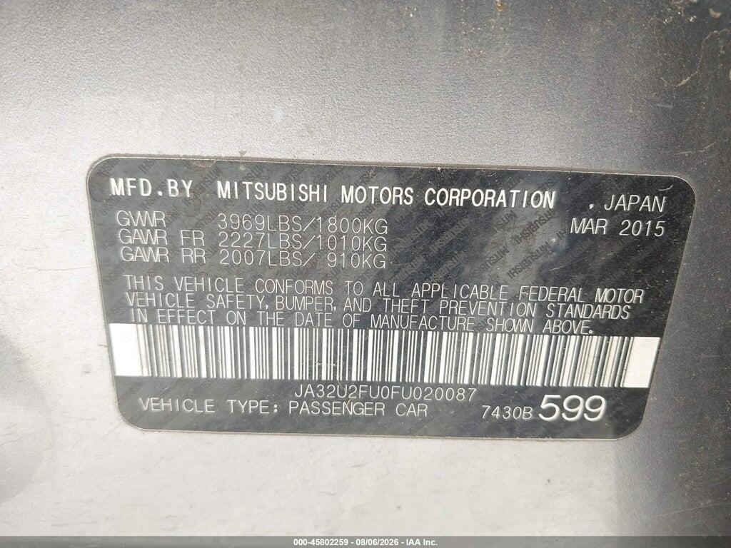 JA32U2FU0FU020087 2015 MITSUBISHI LANCER photo no. 9