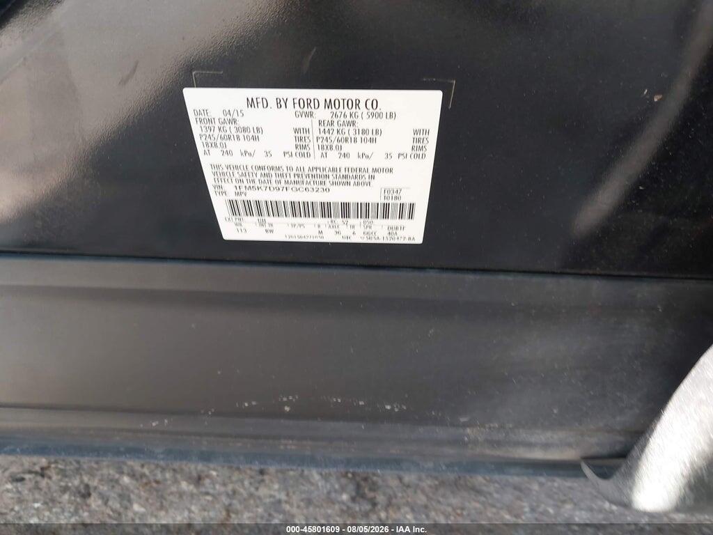 1FM5K7D97FGC63230 2015 FORD EXPLORER photo no. 9