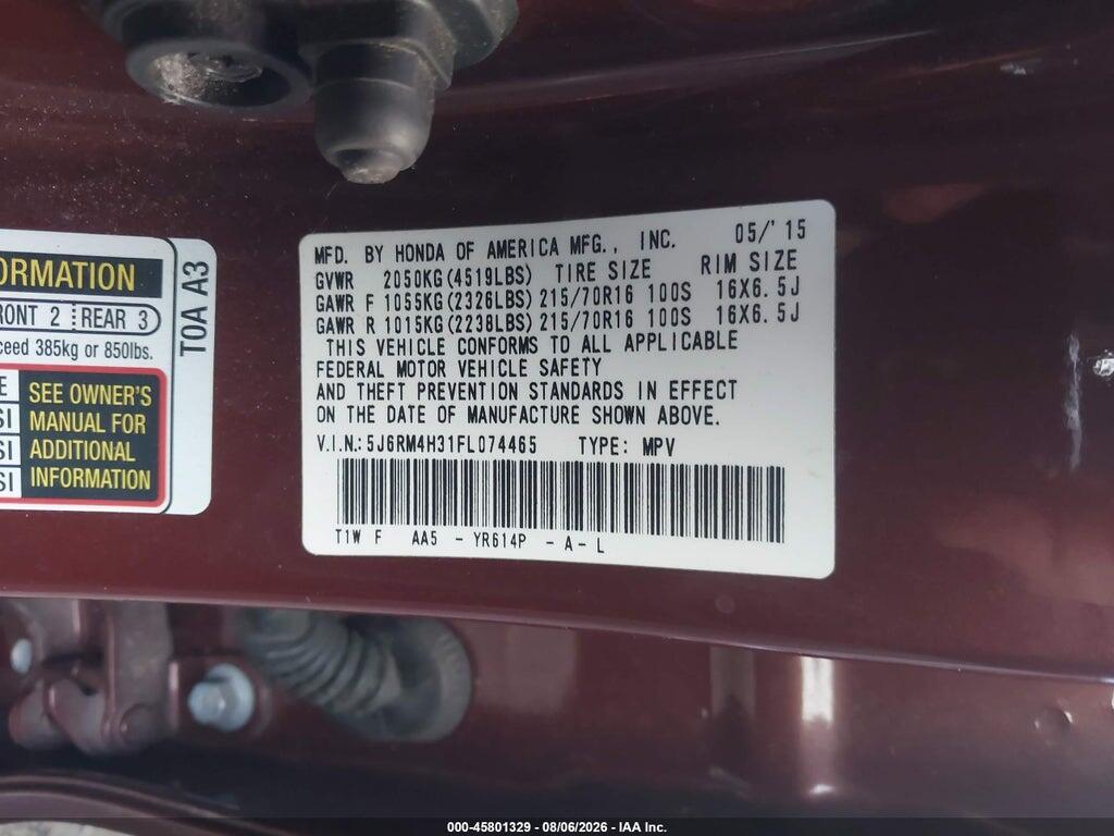 5J6RM4H31FL074465 2015 HONDA CR-V photo no. 9