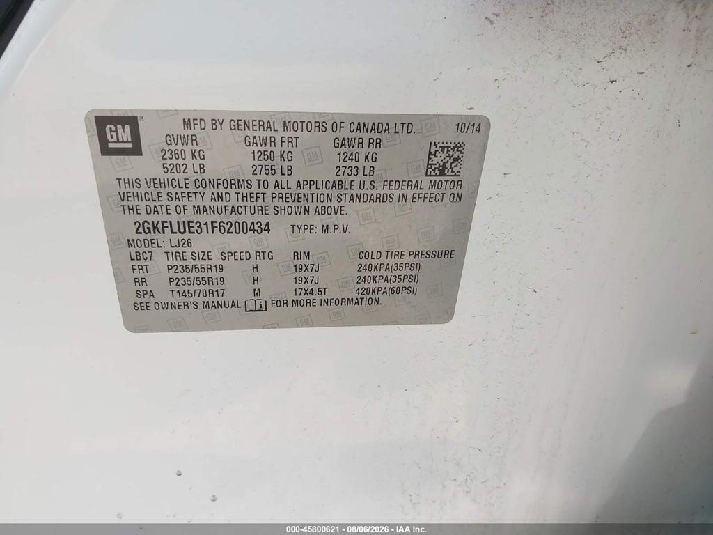 2GKFLUE31F6200434 2015 GMC TERRAIN photo no. 9