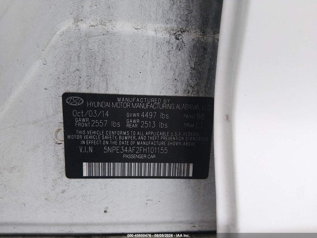 5NPE34AF2FH101155 2015 HYUNDAI SONATA photo no. 9