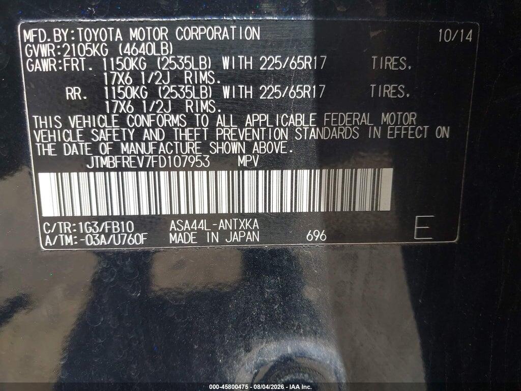 JTMBFREV7FD107953 2015 TOYOTA RAV4 photo no. 9