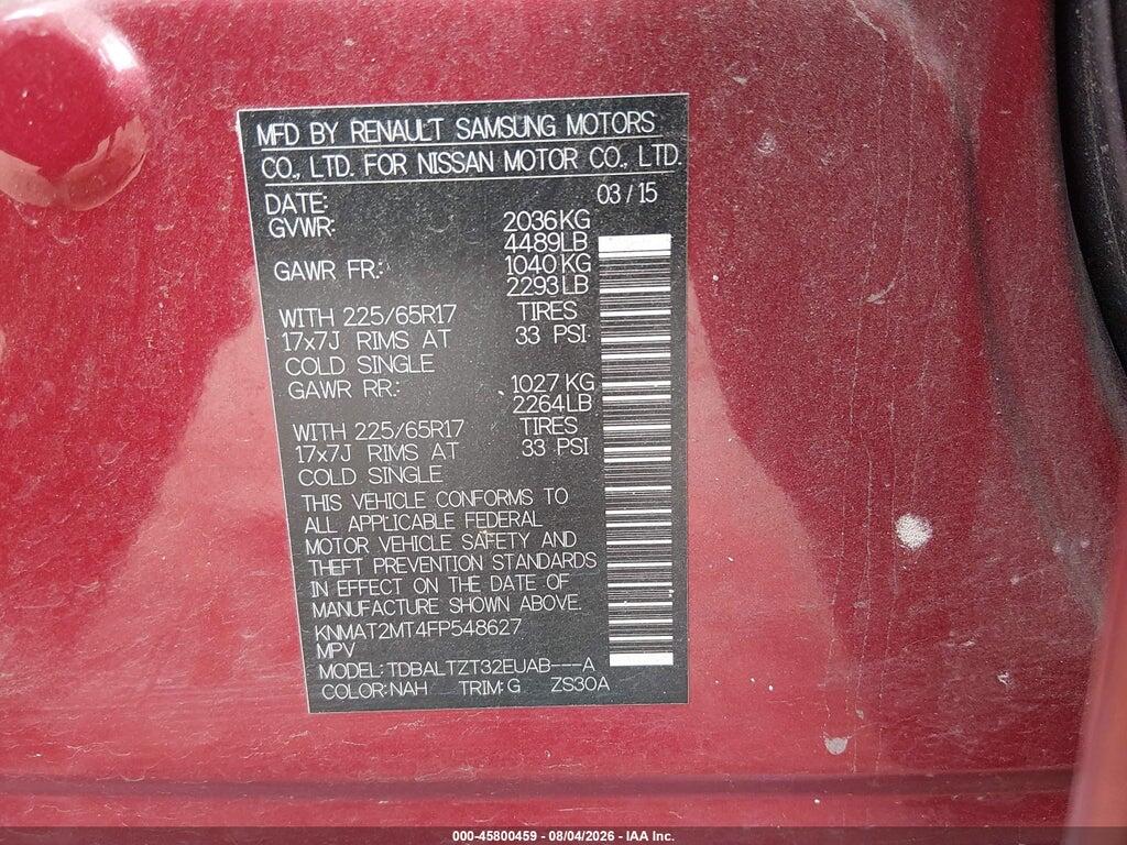 KNMAT2MT4FP548627 2015 NISSAN ROGUE photo no. 9
