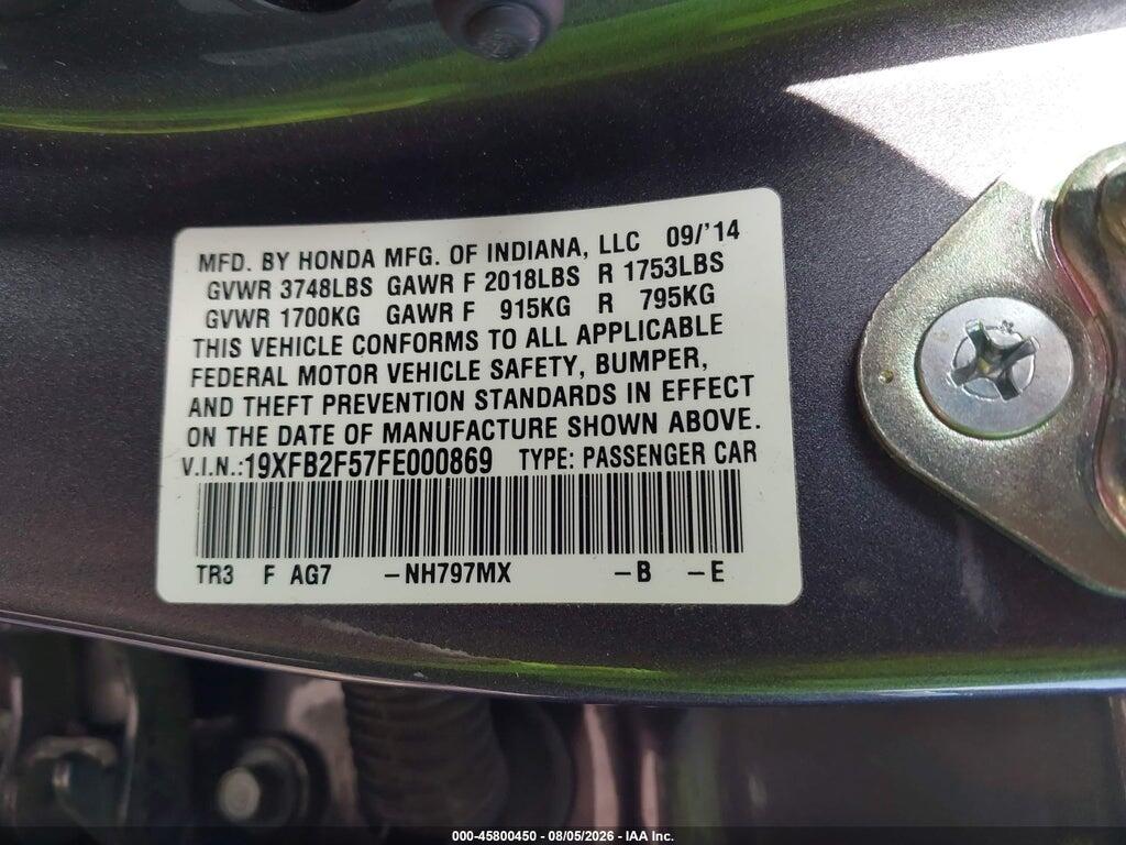 19XFB2F57FE000869 2015 HONDA CIVIC photo no. 9