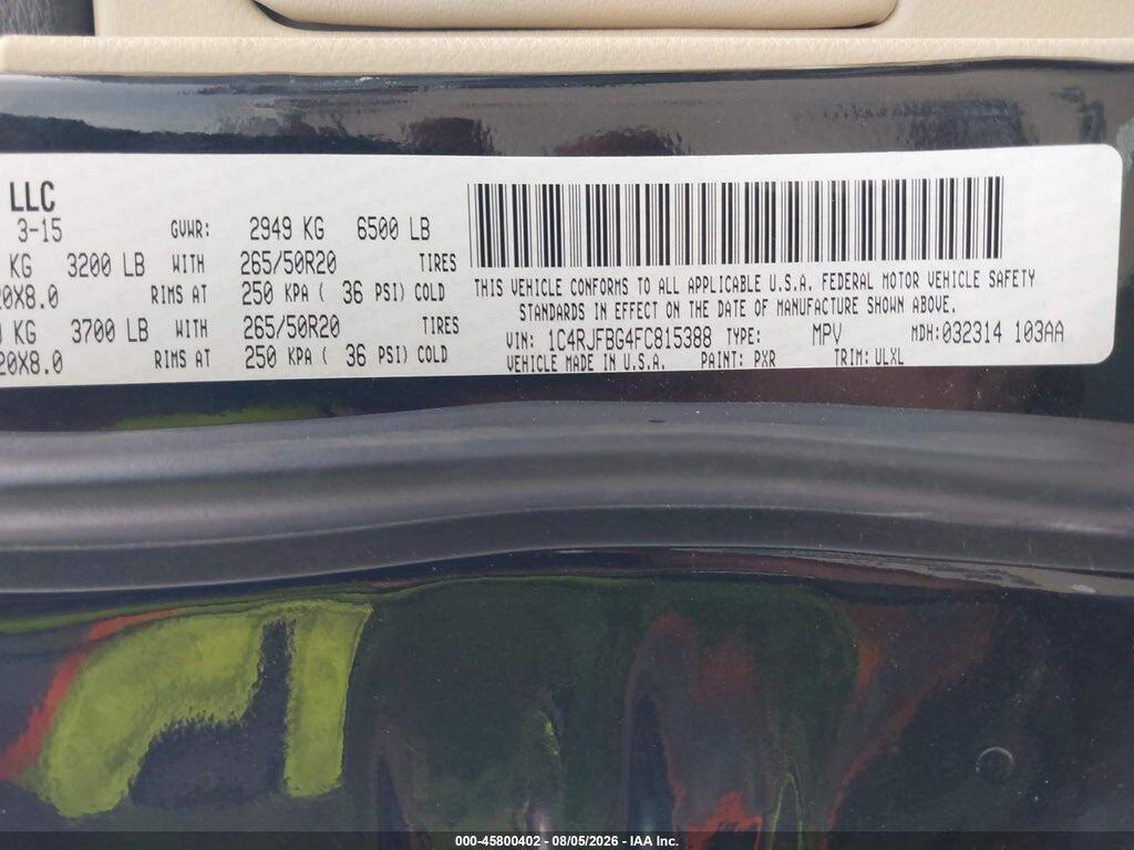 1C4RJFBG4FC815388 2015 JEEP GRAND CHEROKEE photo no. 9