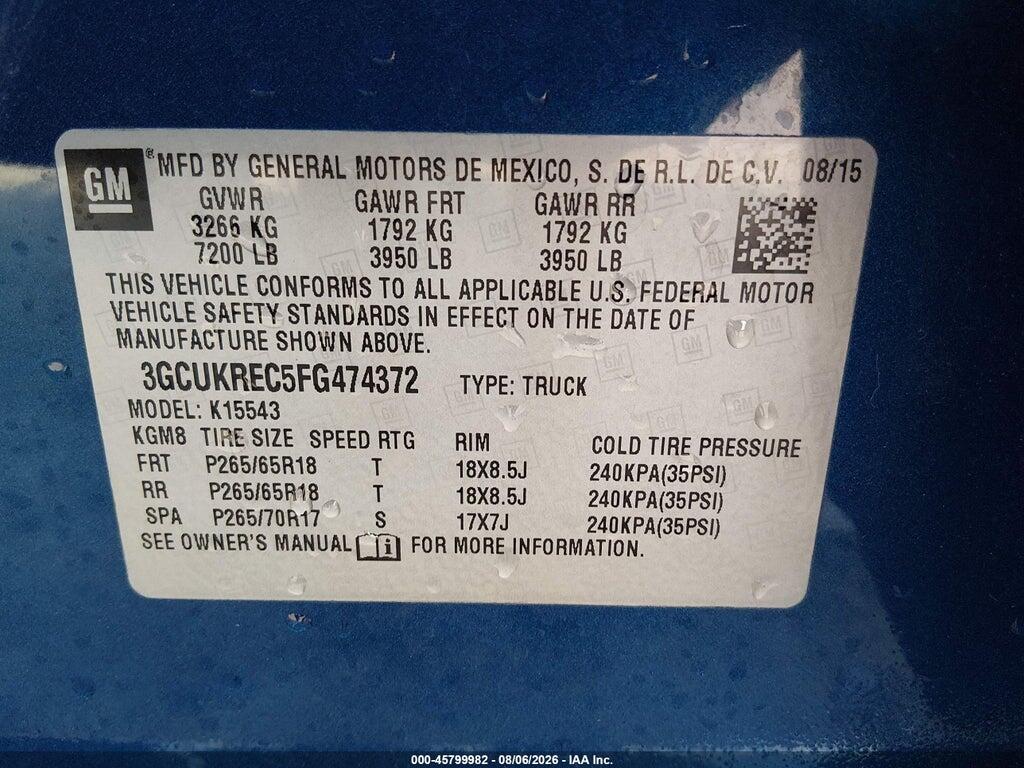 3GCUKREC5FG474372 2015 CHEVROLET SILVERADO 1500 photo no. 9