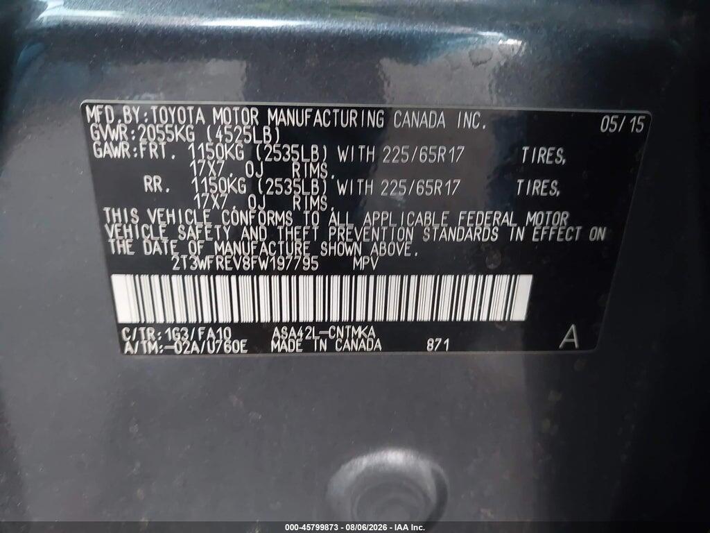 2T3WFREV8FW197795 2015 TOYOTA RAV4 photo no. 9