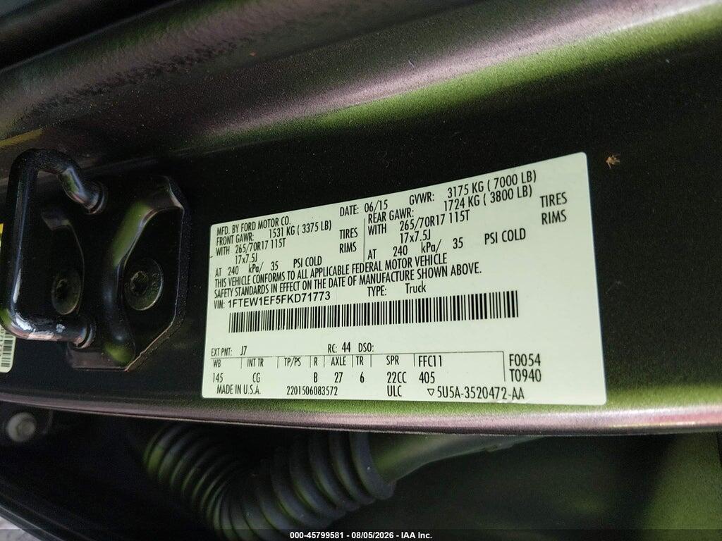1FTEW1EF5FKD71773 2015 FORD F-150 photo no. 9