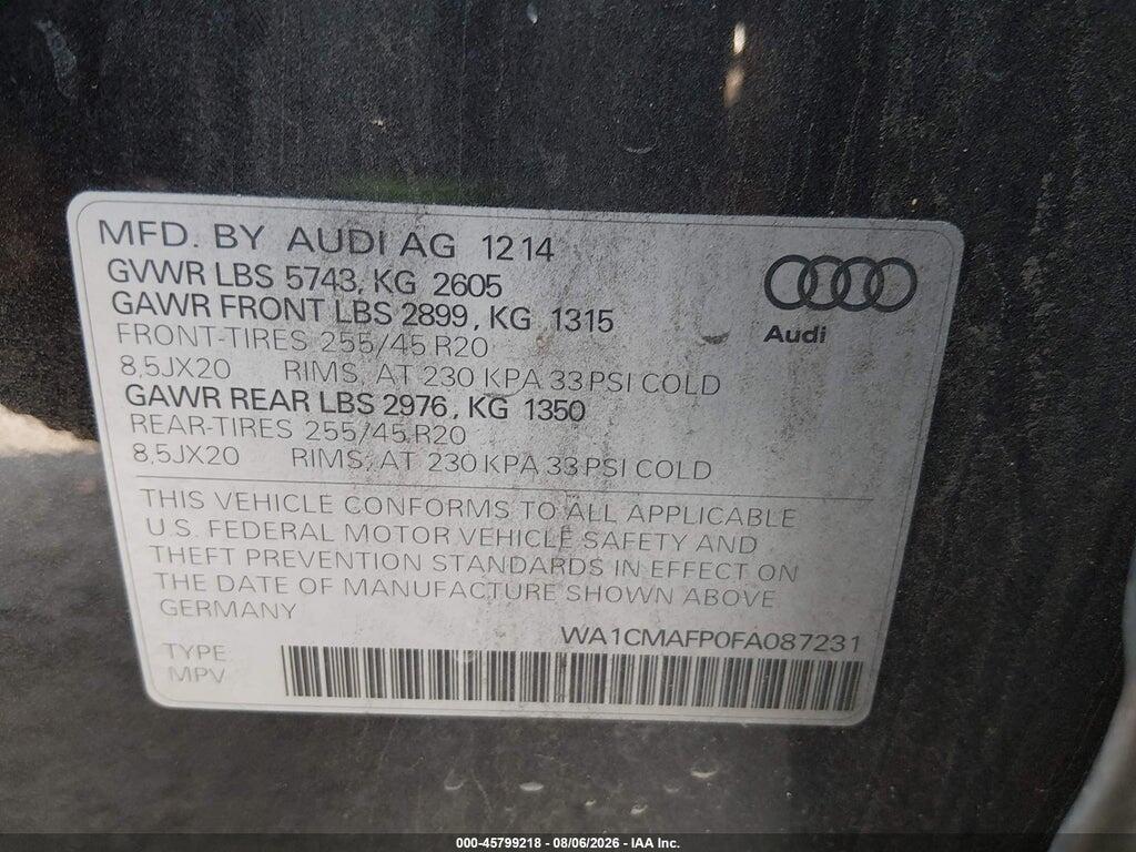 WA1CMAFP0FA087231 2015 AUDI Q5 photo no. 9
