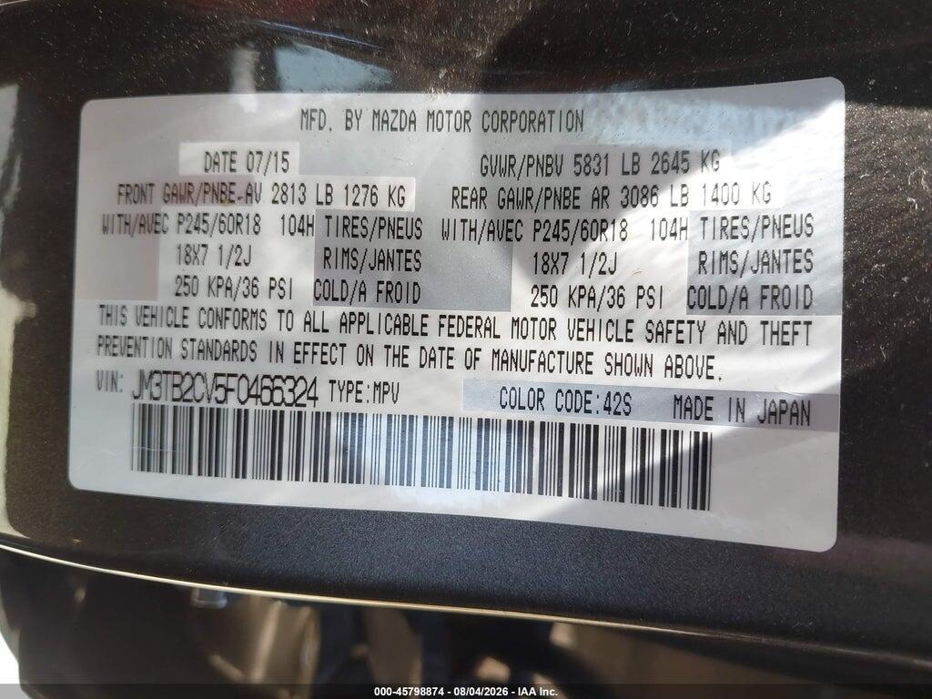 JM3TB2CV5F0466324 2015 MAZDA CX-9 photo no. 9