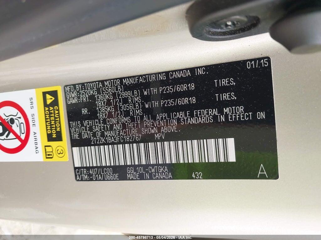 2T2ZK1BA3FC182767 2015 LEXUS RX 350 photo no. 9