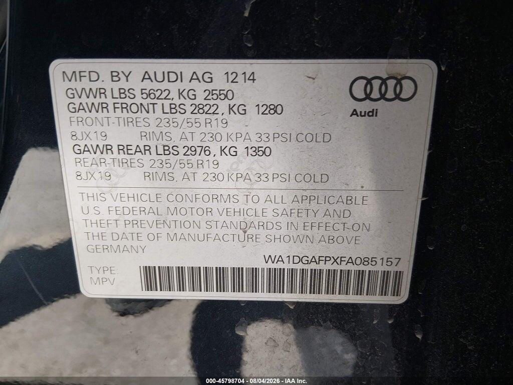 WA1DGAFPXFA085157 2015 AUDI Q5 photo no. 9