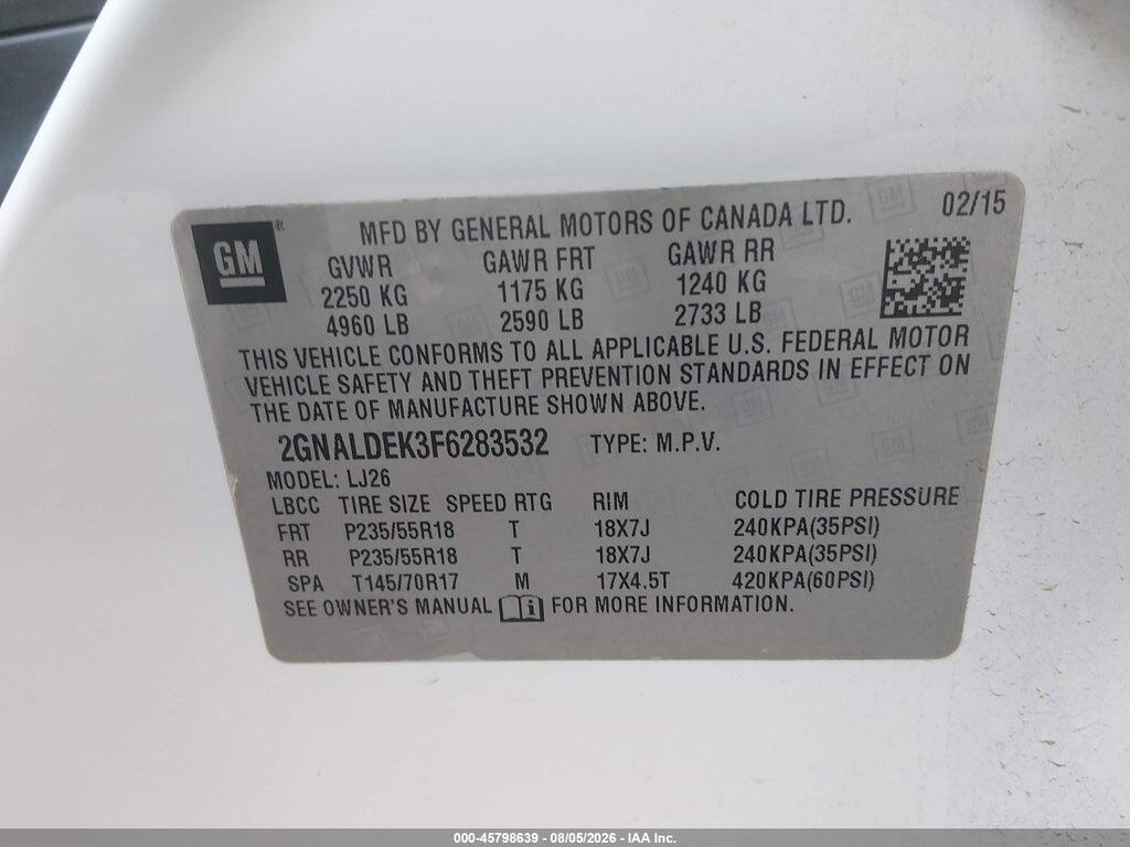 2GNALDEK3F6283532 2015 CHEVROLET EQUINOX photo no. 9