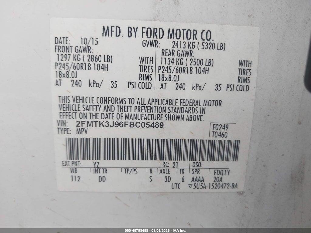 2FMTK3J96FBC05489 2015 FORD EDGE photo no. 9
