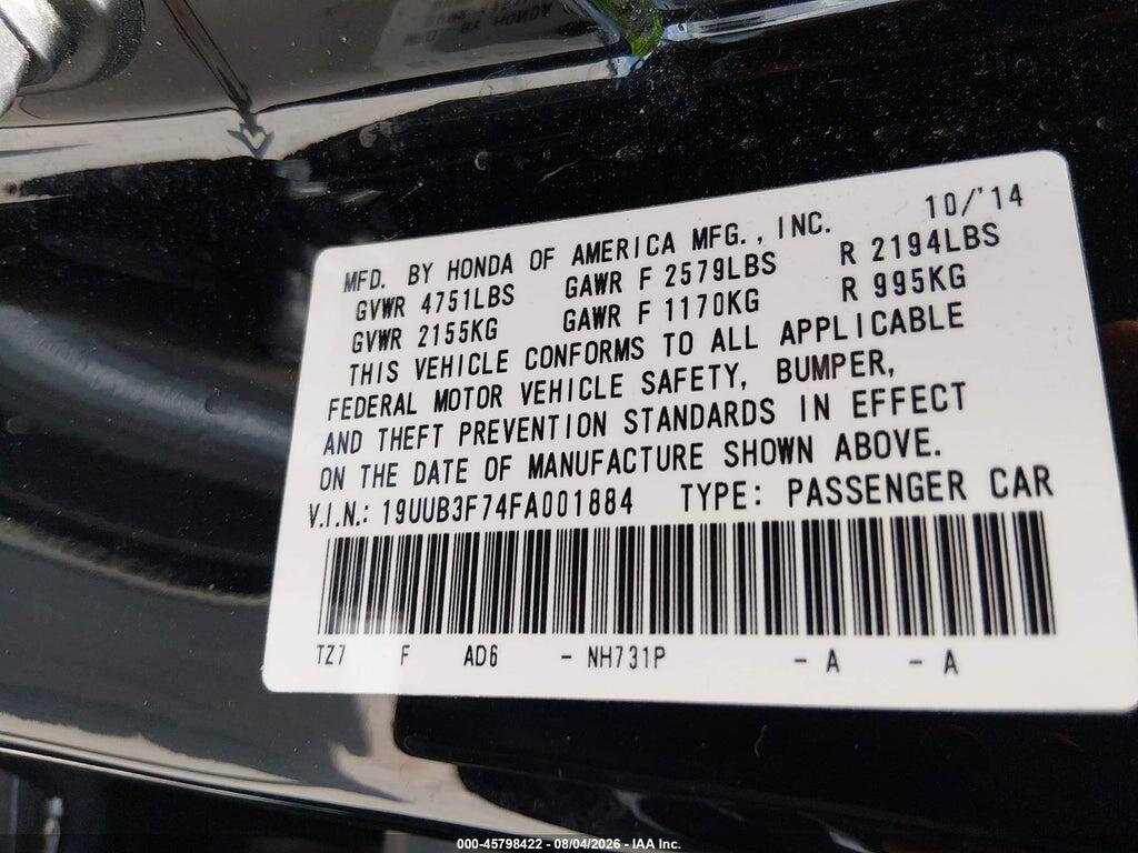19UUB3F74FA001884 2015 ACURA TLX photo no. 9