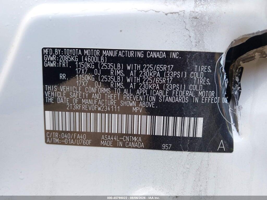 2T3RFREV0FW234111 2015 TOYOTA RAV4 photo no. 9