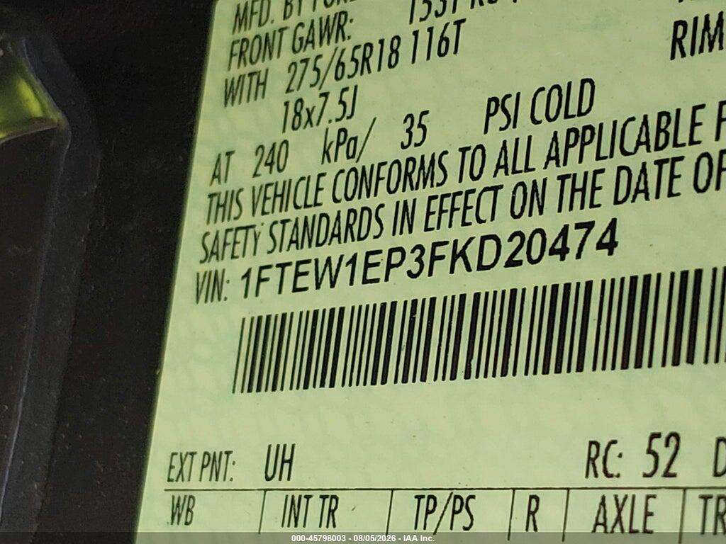 1FTEW1EP3FKD20474 2015 FORD F-150 photo no. 9