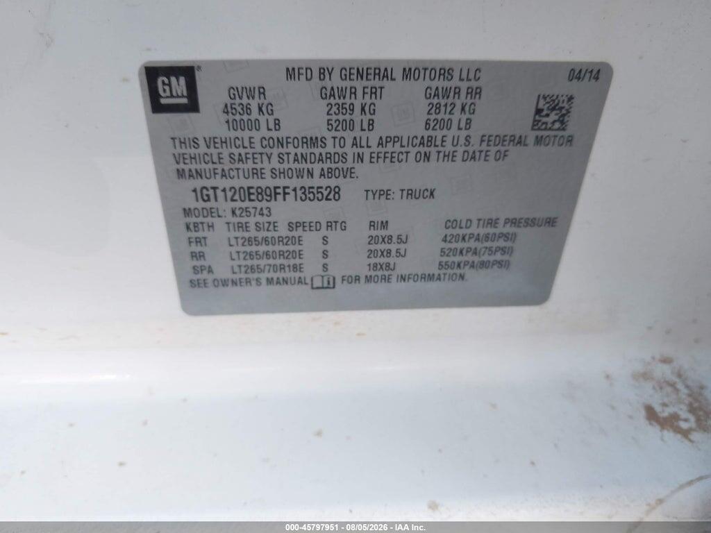 1GT120E89FF135528 2015 GMC SIERRA 2500HD photo no. 9