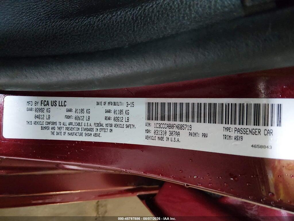 1C3CCCAB0FN685719 2015 CHRYSLER 200 photo no. 9