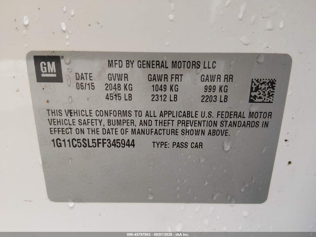 1G11C5SL5FF345944 2015 CHEVROLET MALIBU photo no. 9