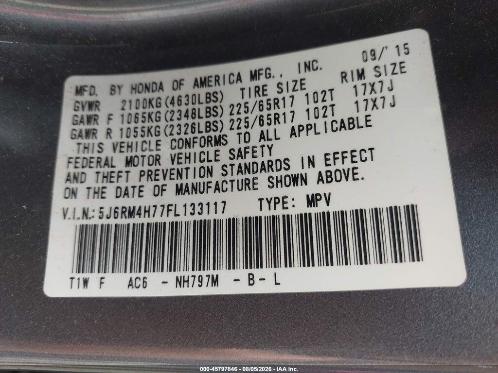 5J6RM4H77FL133117 2015 HONDA CR-V photo no. 9