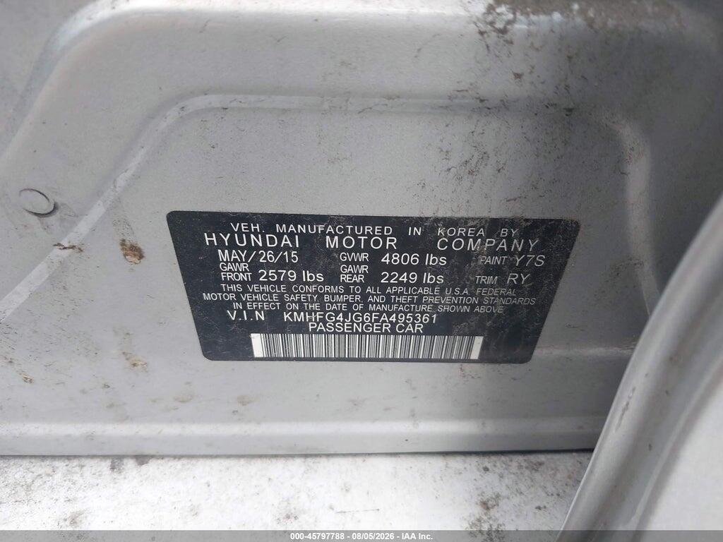 KMHFG4JG6FA495361 2015 HYUNDAI AZERA photo no. 9