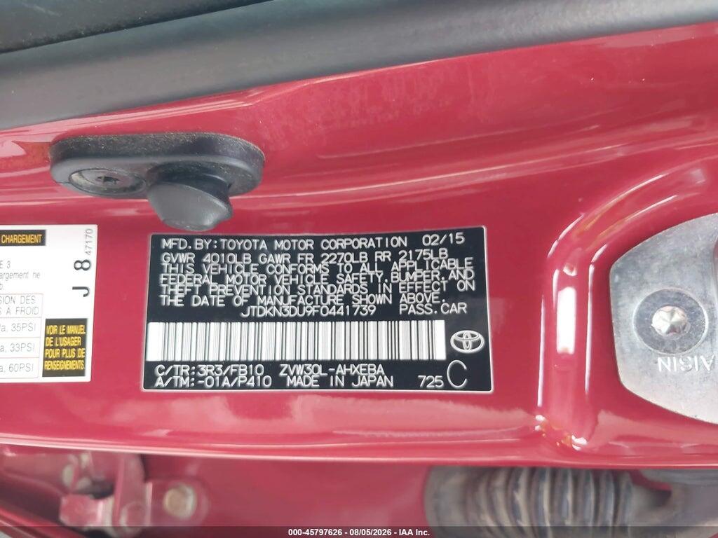 JTDKN3DU9F0441739 2015 TOYOTA PRIUS photo no. 9