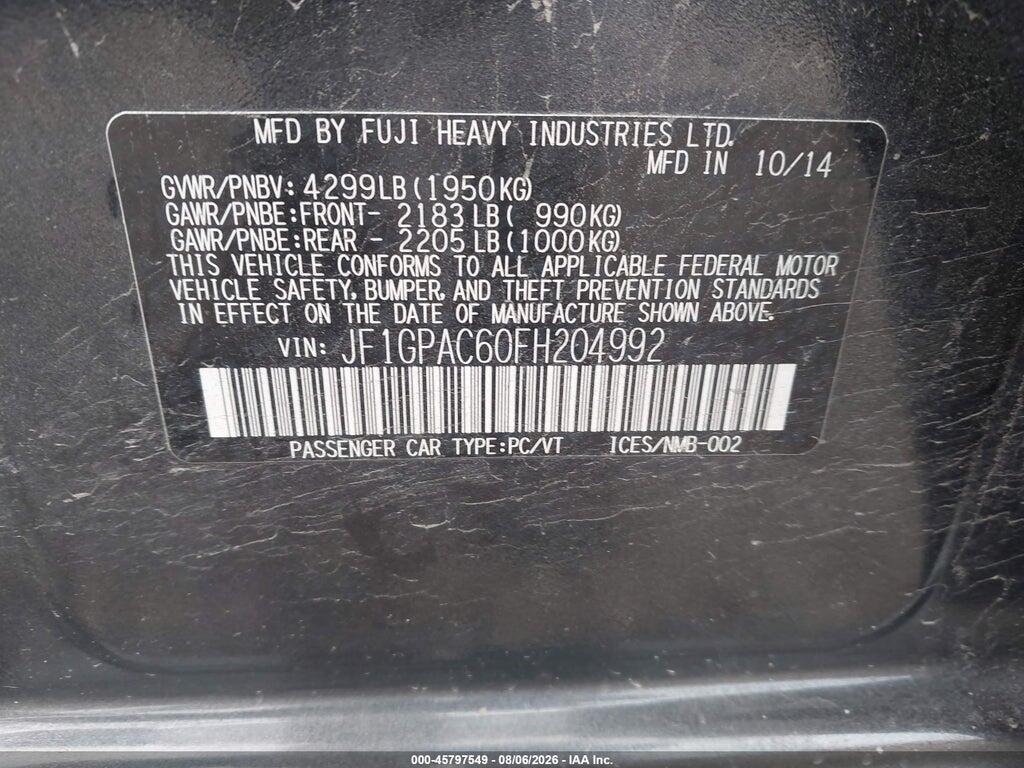 JF1GPAC60FH204992 2015 SUBARU IMPREZA photo no. 9