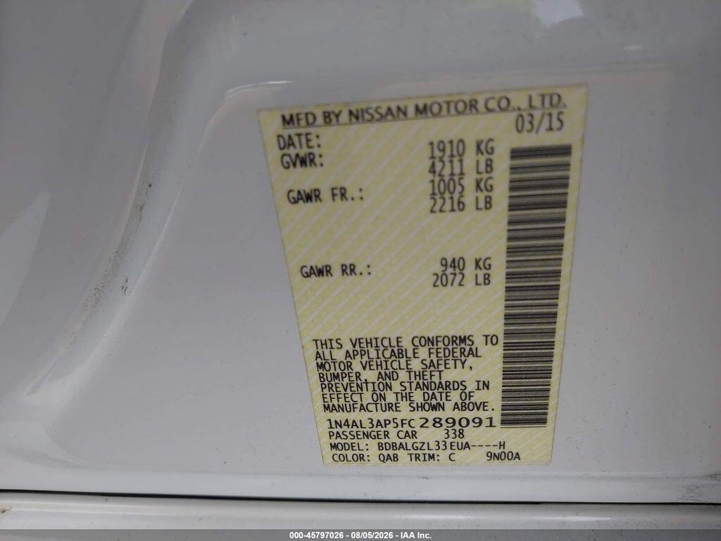 1N4AL3AP5FC289091 2015 NISSAN ALTIMA photo no. 9