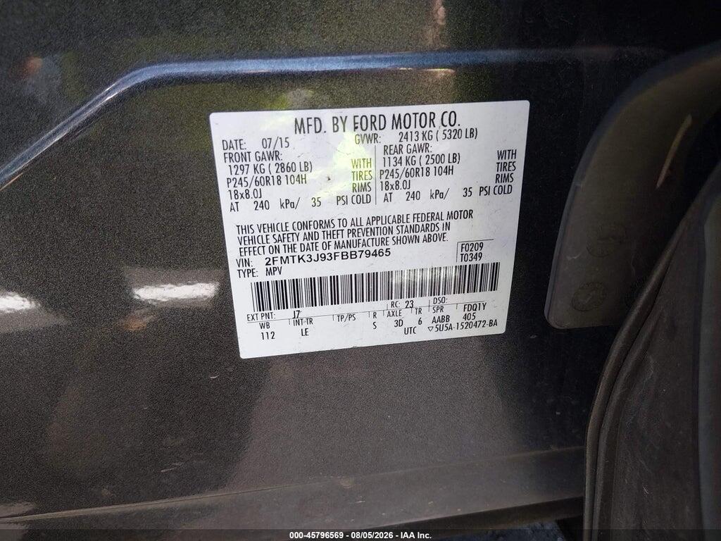 2FMTK3J93FBB79465 2015 FORD EDGE photo no. 9