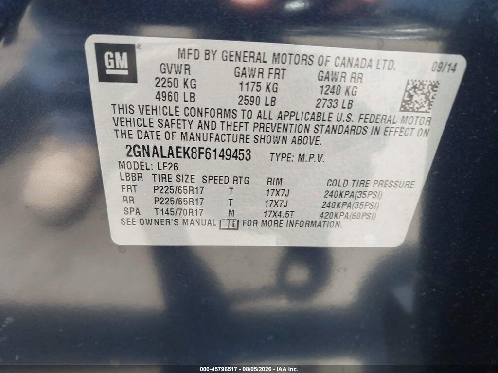2GNALAEK8F6149453 2015 CHEVROLET EQUINOX photo no. 9