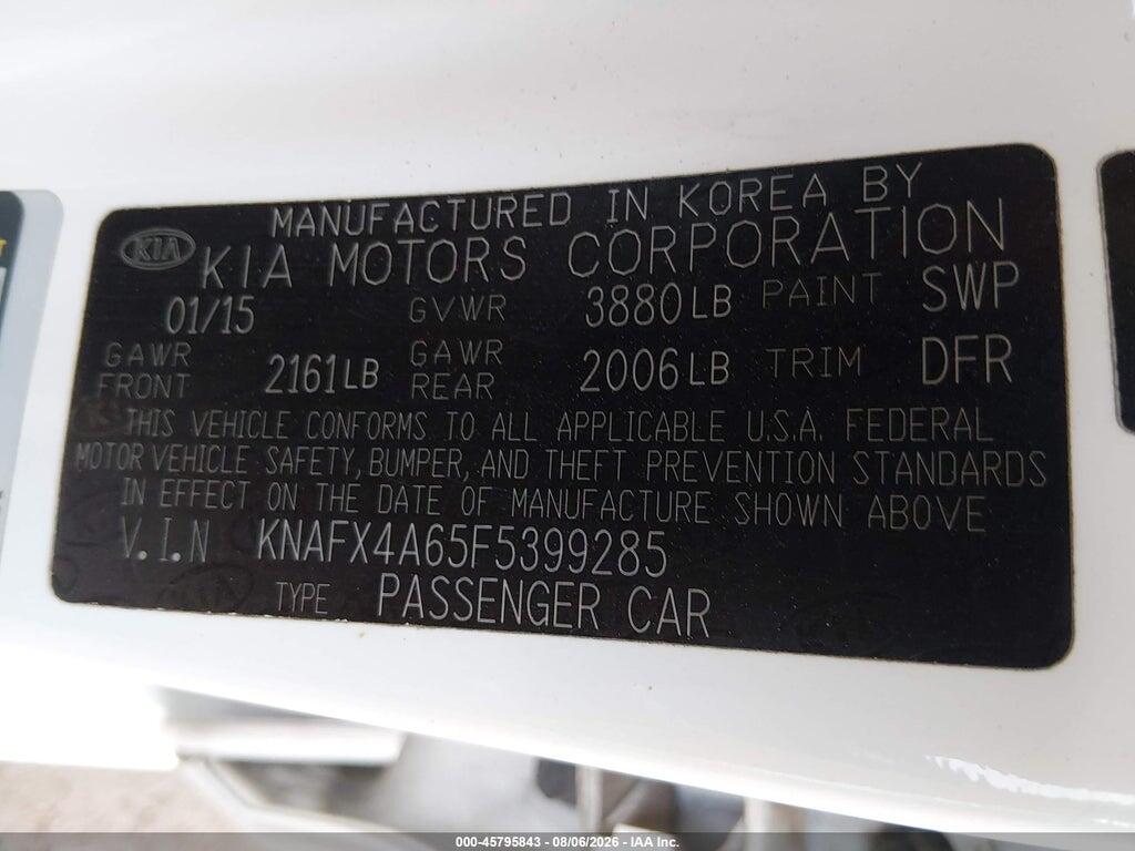 KNAFX4A65F5399285 2015 KIA FORTE photo no. 9