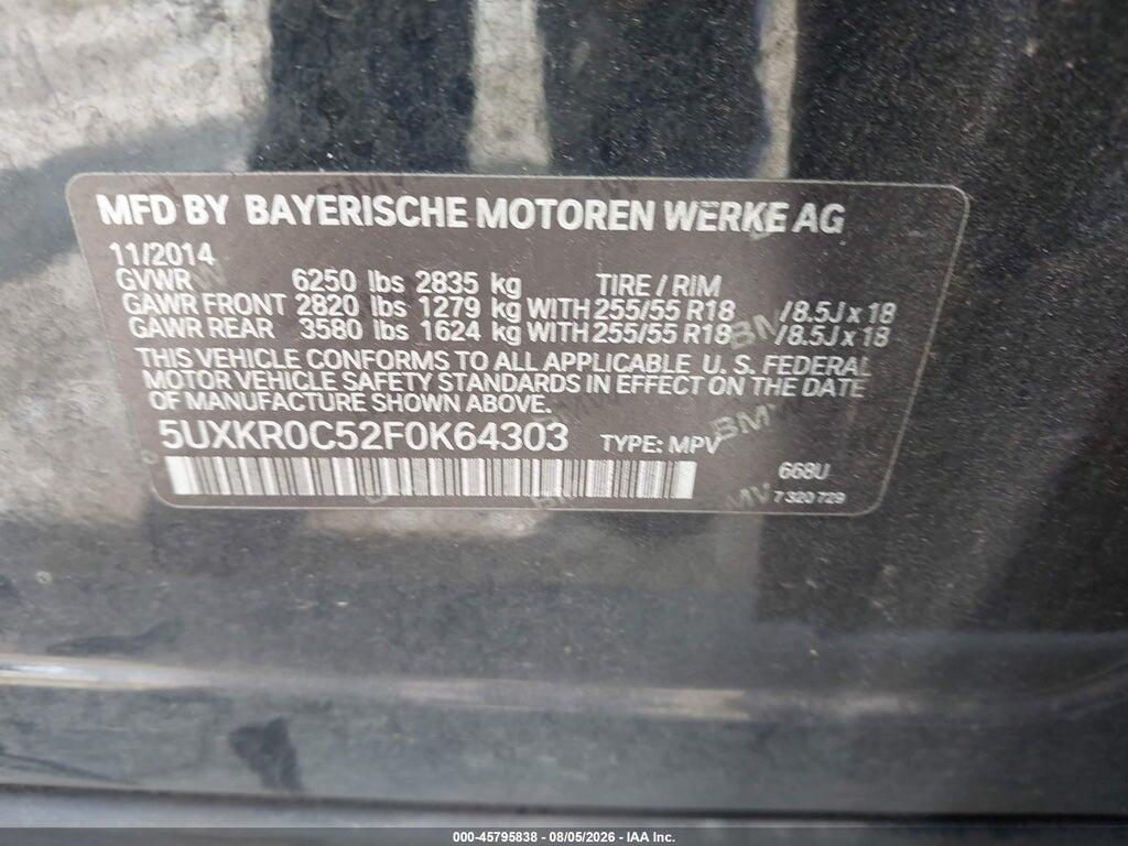 5UXKR0C52F0K64303 2015 BMW X5 photo no. 9