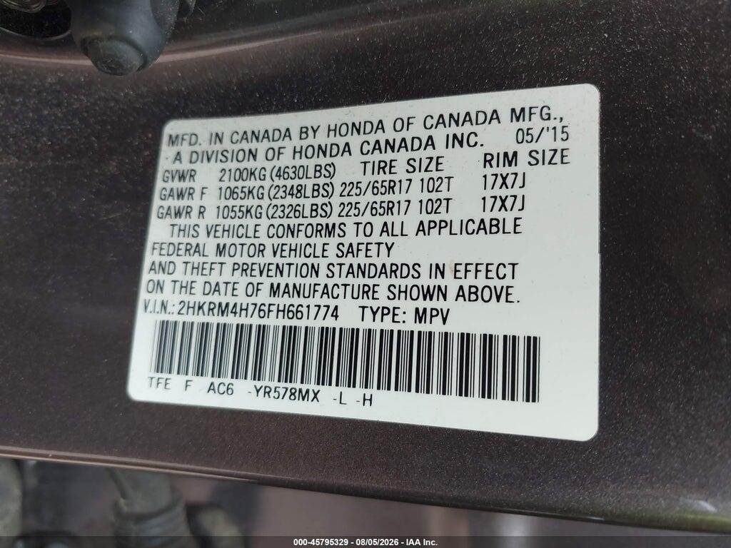 2HKRM4H76FH661774 2015 HONDA CR-V photo no. 9