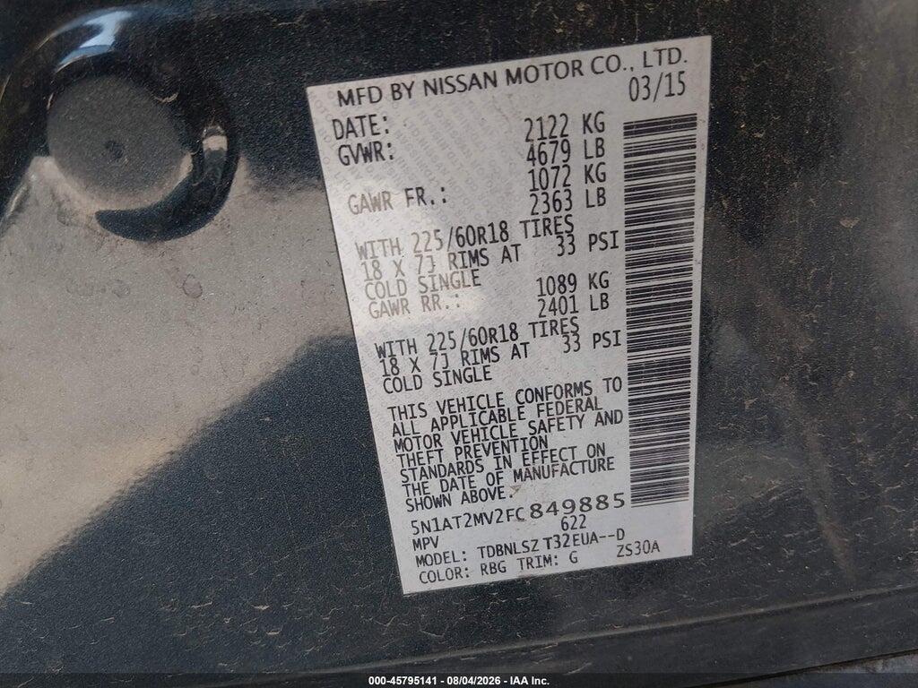 5N1AT2MV2FC849885 2015 NISSAN ROGUE photo no. 9