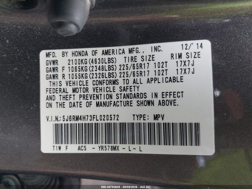5J6RM4H73FL020572 2015 HONDA CR-V photo no. 9