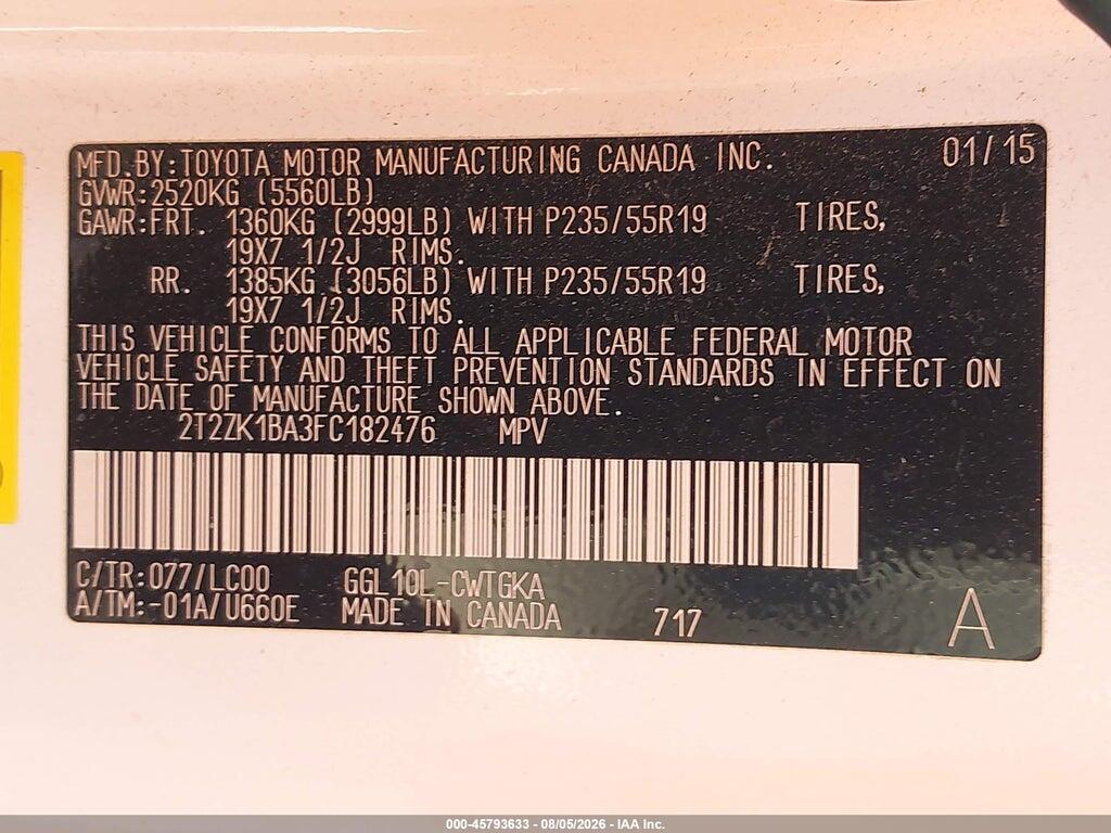2T2ZK1BA3FC182476 2015 LEXUS RX 350 photo no. 9