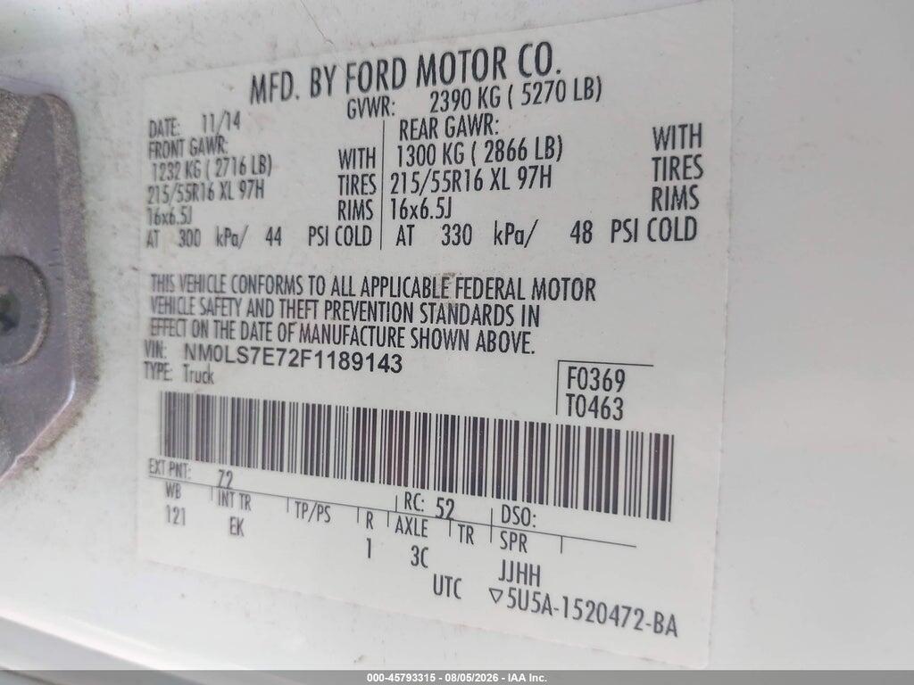 NM0LS7E72F1189143 2015 FORD TRANSIT CONNECT photo no. 9
