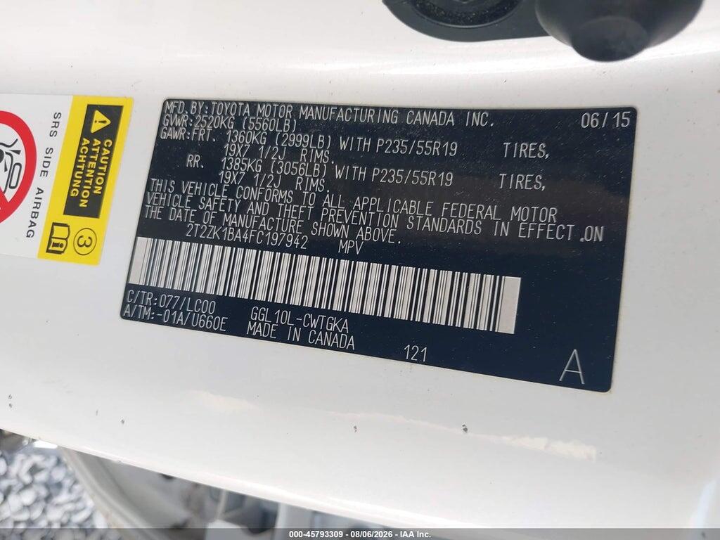 2T2ZK1BA4FC197942 2015 LEXUS RX 350 photo no. 9