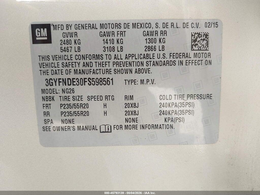 3GYFNDE30FS598561 2015 CADILLAC SRX photo no. 9